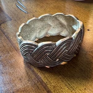 Silver Braided Bangle Bracelet